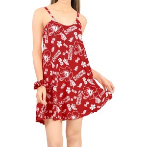 LA LEELA Women's Vacay Holiday Summer Beachwear Sleeveless Casual Honeymoon Lounge Beach Dress Slip Chemise - 1 of 4