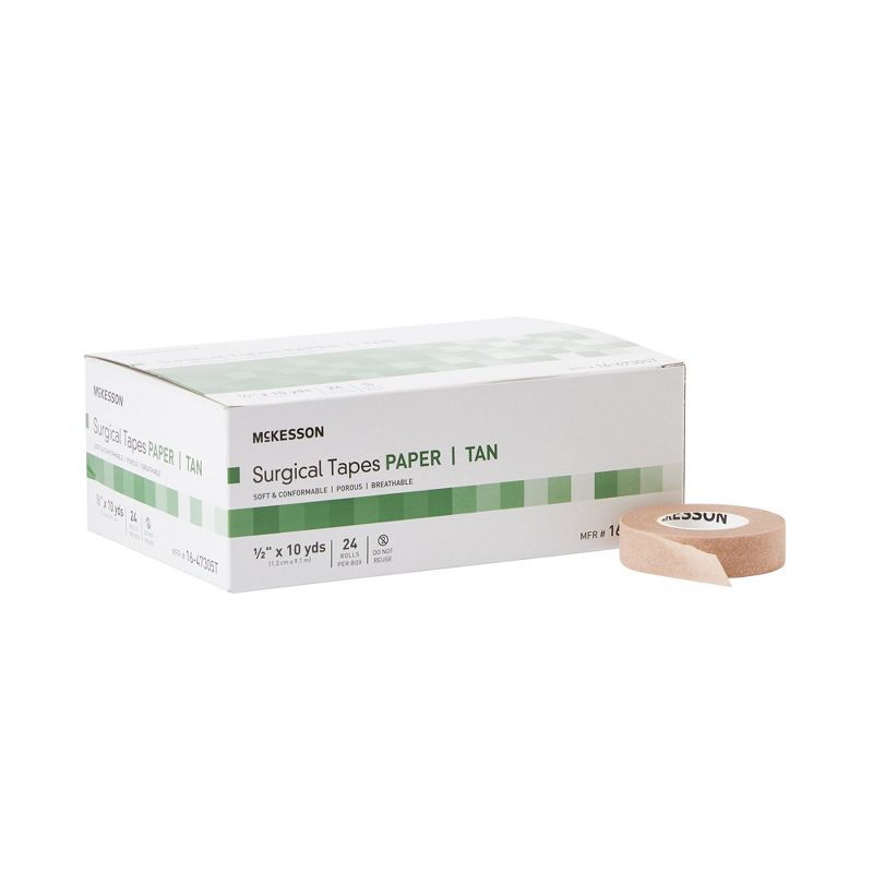 McKesson Surgical Tape, Tan, 1/2 in x 10 yds, 24 Rolls, 1 Pack, 1 of 8