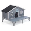 SEVOBAL Pet Crates and Houses All Weather Wooden Cat House Play Pen Cozy Fringe Curtains Lockable Doors for Outdoor Patio, Gray, 43.31"*31.1"*29.13" - 4 of 4