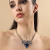 SOHI Women's Sapphire Blue Party Stone Statement Necklace - 4 of 4