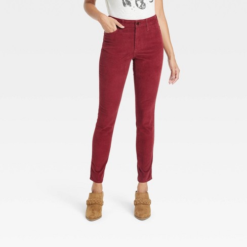 Women's High-rise Corduroy Skinny Jeans - Universal Thread™ Red 00 : Target