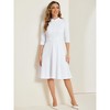 INSPIRE CHIC Women's Vintage 3/4 Sleeves Stand Collar Office Work Elegant A-Line Dress - 4 of 4