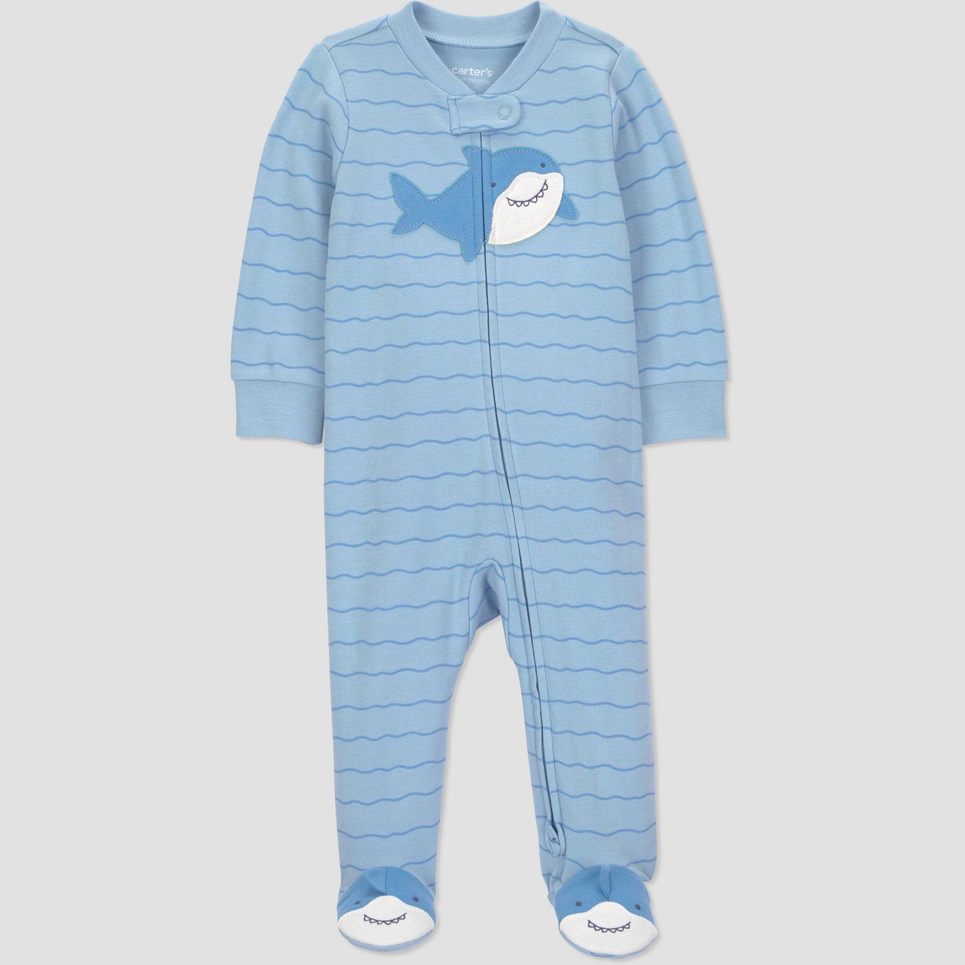 Carter's Just One You® Baby Boys' Striped Shark Sleep N' Play - Blue 3M