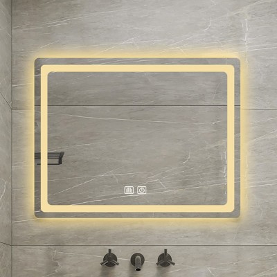 Single Bathroom Vanity Mirror With Polished Crystal Frame, LED Light Anti-Fog Wall Mirror For Vertical Or Horizontal-The Pop Home