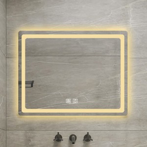 Single Bathroom Vanity Mirror With Polished Crystal Frame, LED Light Anti-Fog Wall Mirror For Vertical Or Horizontal-The Pop Home - 1 of 4