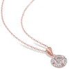 EVERLY JEWELRY | Rose Plated Sterling Silver Morganite and 1/10ct TDW Diamond Halo Necklace in Rose Silver - 4 of 4