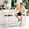 VINGLI Outdoor Bar Stools Set of 2, All-Weather Bar Height Aluminum Stools with Cushion, Rust-Proof Patio Chairs for Backyard, Poolside, Balcony - 2 of 4