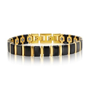 Metallo Polished Magnetic Link Tungsten Bracelet - Black & Gold - Black - 9 Inch - 1 of 4