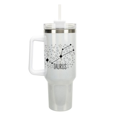 100 North Taurus Zodiac Astrology Star Sign Wrap-Around 40 Oz. Stainless Steel Water Bottle Coffee Mug, Spill & Leak Resistant, Travel Tumbler with