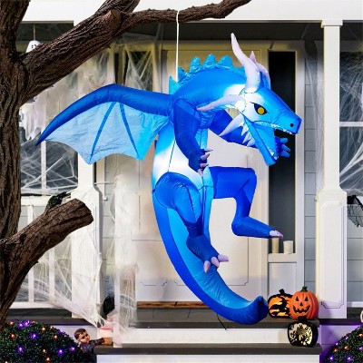 Joyfy 5 FT Tall Halloween Inflatable Outdoor Decorations, Hanging Ice Dragon with Build-in LED for Halloween Yard Lawn Patio Outdoor Indoor Decoration
