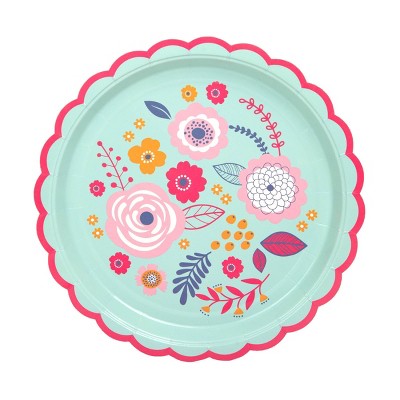 9" 8pk Eco Party Printed Scalloped Paper Plates