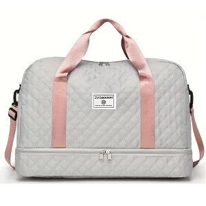 Luupatchy Three-dimensional Diamond Patterned Travel Bag, Dry Wet Separation , for Travel, Fitness Yoga, Weekend Tote Overnight Bag - 1 of 4