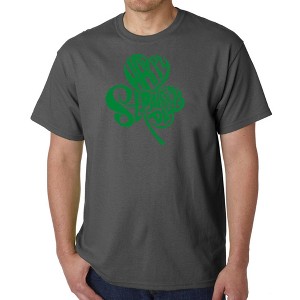 LA Pop Art Men's Word Art T-shirt - St. Patrick's Day Shamrock Grey 4X Large - 1 of 4