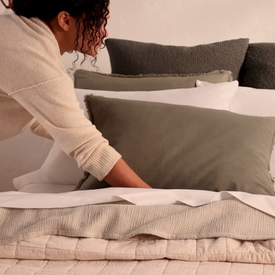 Queen White Solid Linen 4-Piece Bedding Set