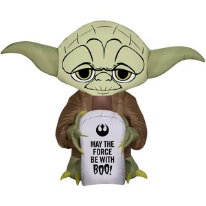 Star Wars Airblown Inflatable Stylized Yoda w/Tombstone, 3 ft Tall, Brown - 1 of 3