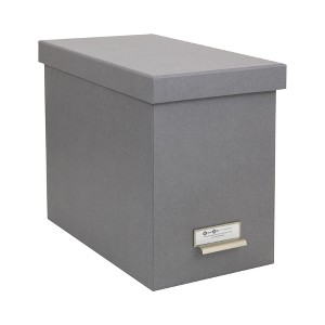 Bigso John Fiberboard Label Frame Desktop File Storage Box - Document Organizer for Paperwork - Hanging File Box w/ Lid - 7.4″x13″x10.4″ - 1 of 4