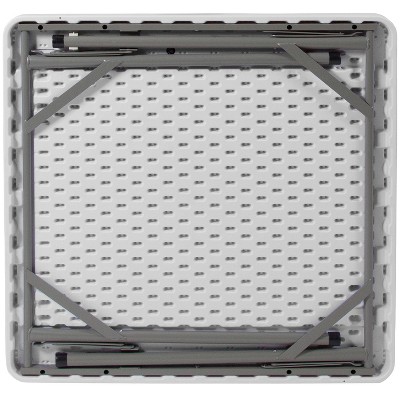 Silas 34.5" Gray Powder-Coated Metal Folding Card Table with Cup Holders