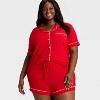 Women's Cloud Knit Modal Short Sleeve Notch Collar Top and Shorts Pajama Set - Auden™ - 3 of 3