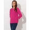 INSPIRE CHIC Women's Work Office Keyhole Pleated Front Ruched 3/4 Sleeve Chiffon Blouse - 3 of 4