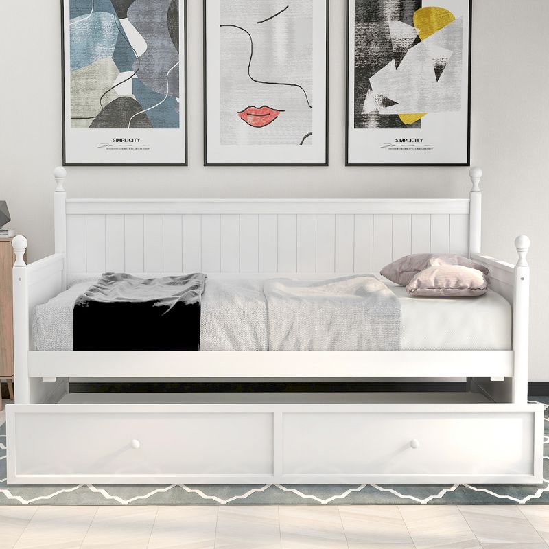 Twin Size Wood Daybed with Trundle Bed-ModernLuxe, 2 of 17