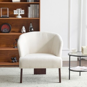 CAVINAS Mid-Century Modern Accent Chair,Plush Fabric Upholstered Sitting Chair with Round Back for Living Room,Bedroom,Office - 1 of 4
