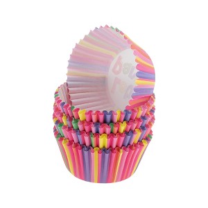 Unique Bargains Party Theme Print Disposable Baking Cups Greaseproof Paper Multicolor 1.97"x1.18" 100 Pcs - 1 of 4