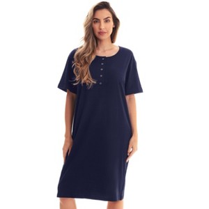Just Love Womens Nightgown - Short Sleeve Henley Oversized Sleepwear Gown - 1 of 1