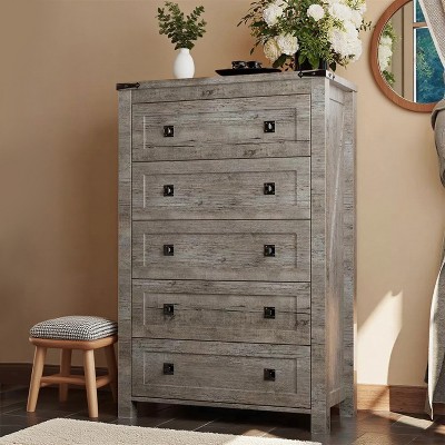 Dresser for Bedroom, Farmhouse Wood Rustic Wide Chest of Drawers, Storage Dressers Organizer for Bedroom, Living Room, Hallway