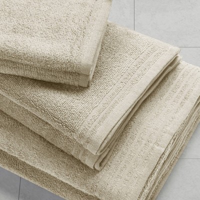 12-Piece Beige Cotton Quick-Dry Bath Towel Set