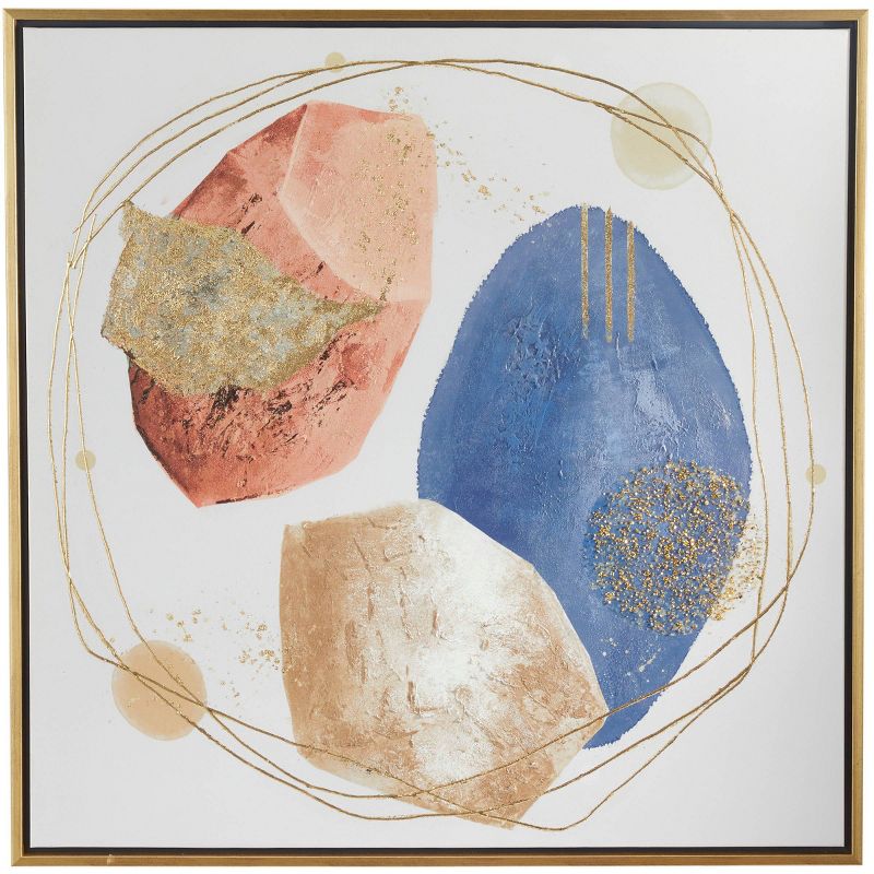 Canvas Abstract Handmade Overlapping Circle Framed Wall Art with Gold Frame and Gold Foil Detailing - Olivia &#38; May, 5 of 7