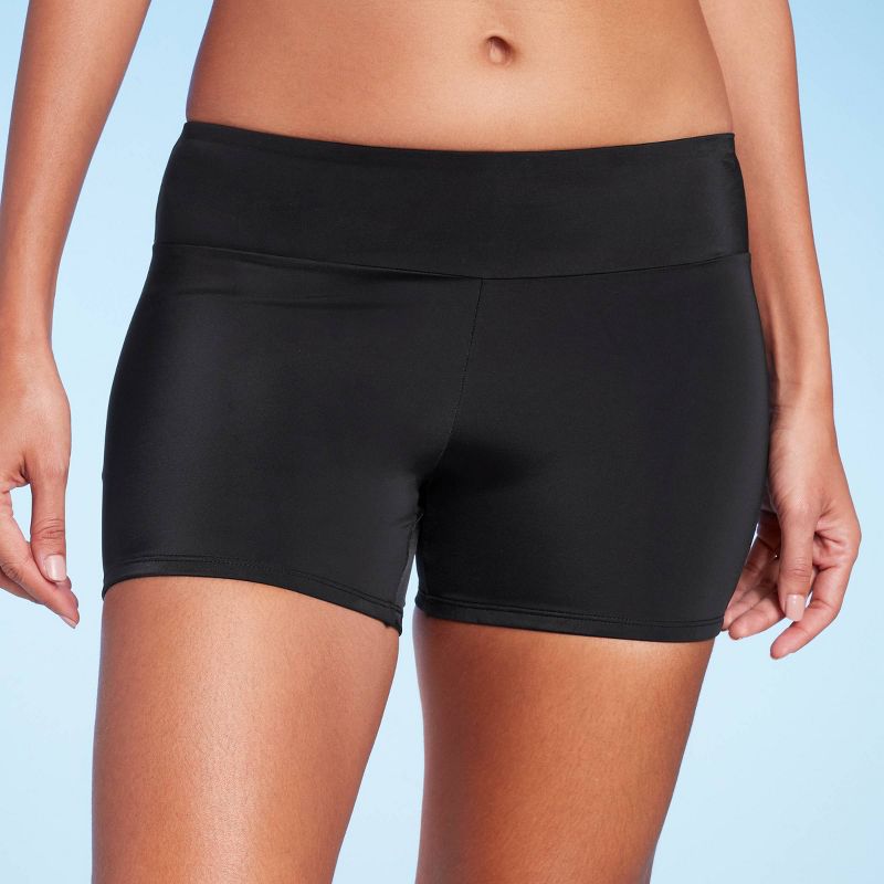 Women's Mid-Rise Shortie Bikini Bottom - Shade & Shore™ Black, 1 of 7