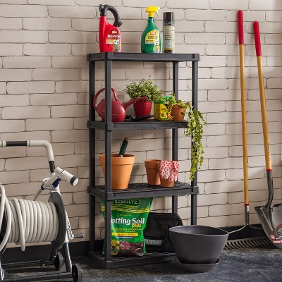 IRIS USA Black 4-Tier Plastic Shelving Unit