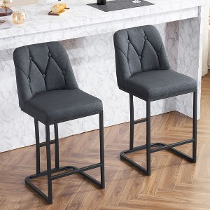 GDFStudio Lacey Modern Button-Tufted Upholstered Bar Stools (Set of 2) - 1 of 4