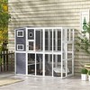 PawHut Outdoor Catio, Cat House Wooden Feral Cat Shelter, Cat Cage with Platforms, Waterproof Asphalt Roof, Ramps - 2 of 4