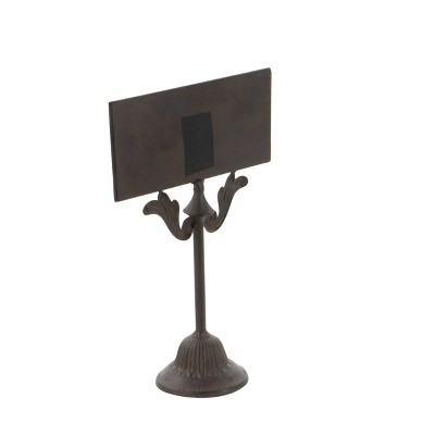 Rustic Brown Iron Chalkboard Stand with Pedestal Base