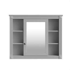 Dronkon Wall Mounted Bathroom Mirror Cabinet with 6 Open Shelves, Modern Medicine Storage Cabinet with Mirror - 1 of 4