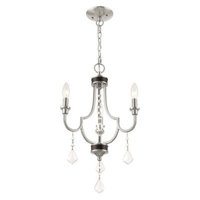 Elegant Brushed Nickel 3-Light Mini Chandelier with Clear Crystals