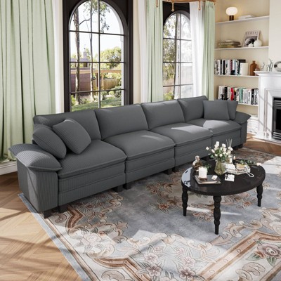 Captiva Designs Cloud Modular Sofa, 157.5" Sectional Couch with Deep Seats, 4-Seater Upholstered Sofa