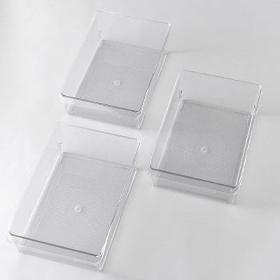 Lakeside Large Clear Plastic Storage Bins for the Kitchen and Home - Set of 3