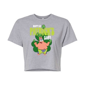 Women's - SpongeBob SquarePants - Happy St. Patricks Day Cropped Graphic T-Shirt - 1 of 4