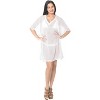 LA LEELA Women's Vacation Beachwear Mini Swim Suit Summer Bathing Suit Cover-up Short Wrap Dress for Women Medium-Large White, Solid - image 4 of 4