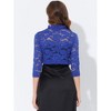 Allegra K Women's Elegant Ruffle Collar Sheer Floral Lace Crop Shrug - 4 of 4