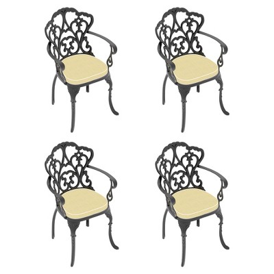 NicBex Outdoor Dining Chairs Set of 2 Aluminium Frame & Removable Cushion for Garden,Patio,Black