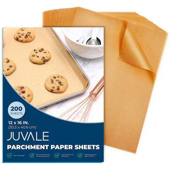 Juvale 200 Pack Unbleached Parchment Paper Sheets for Baking, Brown, 12" x 16"