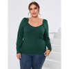 Womens Plus Size Knit Tops Long Sleeve Sweetheart Neck Sweaters Casual Tunic Tops - 3 of 4