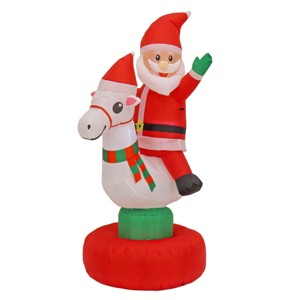 6' Inflatable Red Santa on Rocking Horse Warm White LED Lights - National Tree Company - 1 of 3