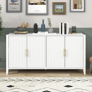 Sapphtopaz Modern Decorative Storage Cabinet Sideboard Buffet Cabinet with Storage Vertical Wavy Slatted Doors for Entryway, Living Room - 1 of 4