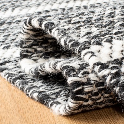 Handmade Black and Ivory Wool Striped Area Rug