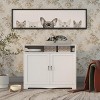 Cat Litter Box Enclosure, Cat Washroom Litter Box Furniture with 2 Doors, Multi-Functional Storage Bench Cat House - 2 of 4