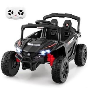 Honeyjoy 12V Kids Ride On Car Battery Powered Electric Remote Control LED Lights Music Black/Red/Rose Red - 1 of 4